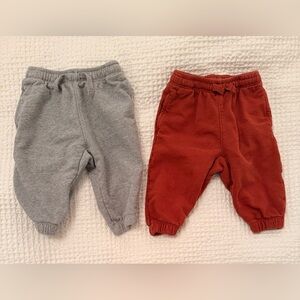 Hanna Andersson - Set of 2 French Terry Sweatpants in Grey + Rust Red